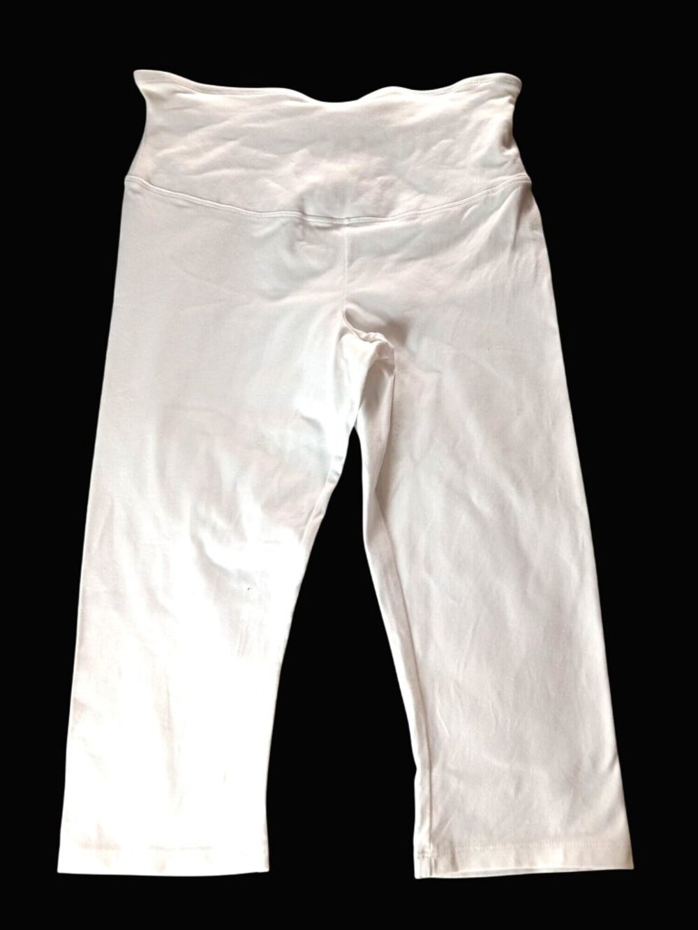 Yummie Tummie Heather Thomson White Capri Leggings Size L Shaping Stretch Cotton